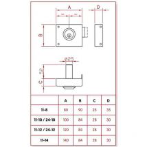 JIS - Cerradura de sobreponer solo llave. izquierda 11-12i