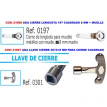 Fermeture à languette à ressort carrée AGA 197 de 8 mm