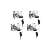 Cerradura para puerta de vidrio, 4 cerraduras de leva, cerradura de seguridad para vitrina de gabinete de puerta de vidrio de 5-8 mm sin perforación