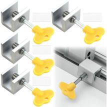 Dpzo - Cerradura para ventana corrediza, 4 cerraduras, cerradura ajustable para puerta corrediza, seguridad reforzada en aleación de aluminio para