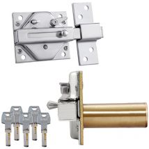 Cerrojo cs88sc m50. acabado cromo satinado. cilindro 50mm. con 5 llaves de seguridad. ifam