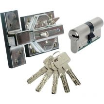 Cerrojo 7930R cromado+cilindro C6 35X30 niquel, con 5 llaves