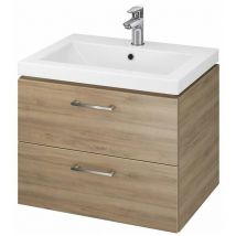 Lara - Mobiletto con lavabo, 45x59x45 cm, 2 cassetti, noce S801-148-DSM - Cersanit