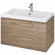 Lara - Mobiletto con lavabo, 45x79x45 cm, 2 cassetti, noce S801-154-DSM - Cersanit