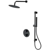 Zen - Duschset mit Unterputz-Thermostat, mit Einbaukörper, Durchmesser 25 cm, schwarz S952-033 - Cersanit