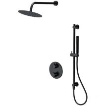 Zen - Set de douche avec thermostat encastré, avec corps d'encastrement, diamètre 25 cm, noir S952-033 - Cersanit