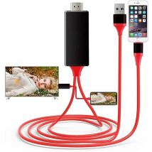 Ensoleille - Certifié Apple Mfi] Adaptateur de câble Lightning vers hdmi Rouge, Ensoleillé