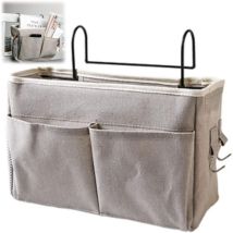 Alovez - Cesta colgante para mesita de noche, organizador para cama alta, bolsillos colgantes, bolsa grande para guardar cosas, 1 unidad (gris)