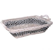 Webmarketpoint - Cesta mimbre rectangular azul blanco cm53/59x38h13