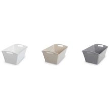 Cesta Qin Large Domoliving – 12 litri – Plastica di alta qualità – 12,7 x 39 x 18,6 cm – Bianco, Beige, Grigio