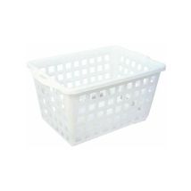 Cesta forata Bianca 63x45 h 35 – Polietilene alta densità – Cesta impilabile per uso alimentare – GIGANPLAST