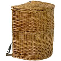 Okaffarefatto - Cesta gerla de mimbre con tapa y correa - 41 cm x 30 cm x h 42 cm