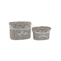 CMP - cesta mimbre c/tapa SET-2 - 37X28X25CM