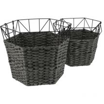Qiyao - Cesta para la ropa, cesta grande de algodón con asas, cesta decorativa para mantas de salón, cesta grande plegable para juguetes, cojines y