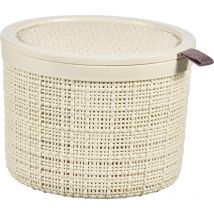 Curver - Juliet Caja Redonda de Yute, 2 l, con Tapa, Beige, 100% Reciclado, Cranberry