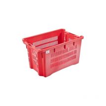 Corbeille a' raisins rectangulaire en plastique perfore' empilable 56x35x31 cm capacite' 40 litres rouge