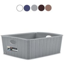 Cesta rettangolare multiuso Elegance – 36x29x13 cm – Polipropilene – Design simil vimini – Idoneo al contatto alimentare