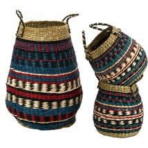 Cestini alti in giunco naturale e tinto (set di 3)