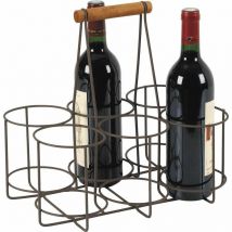 Cestino 6 bottiglie in metallo anticato 33 x 23 x 31 cm