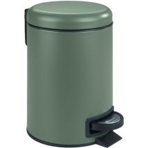 Pattumiera a pedale Leman, Piccola Pattumiera per Bagno, Capacità 3L, Acciaio, 17x25x22.5 cm, Verde scuro opaco - Wenko