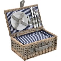 Cestino da Picnic per 2 Persone Valigia Picnic in Rami di Salice Vintage Set da Picnic Incluso Piatti Posate Bicchieri Borsa Termica Cavatappi