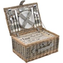 Cestino da Picnic per 4 Persone Valigia Picnic in Rami di Salice Vintage Set da Picnic Incluso Piatti Posate Bicchieri Borsa Termica Cavatappi
