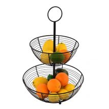 Cestino per Frutta a Più Livelli E-8129 – Acciaio Verniciato – Diametro Inferiore 26 cm, Superiore 22 cm, Altezza 30 cm – Loft