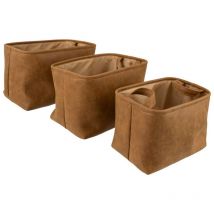 Set di 3 cesti in simil-romeo marrone l30 34 38cm Atmosphera Créateur D'intérieur