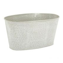 Cestino rettangolare in metallo laccato con disegno floreale 24 x 13 x 12 cm