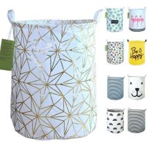 Panier À Linge Panier À Linge Pliable, Grand Panier De Rangement Imperméable En Toile Ronde. (étoiles Dorées)