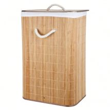 Minkurow - Cesto de ropa plegable grande de bambú natural de 70 l - Color madera original, 40 × 30 × 60 cm
