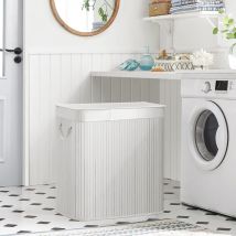 Cesto De Ropa Sucia, Cesta De Ropa Suica De 3 Secciones, 150 L Con Asas, Tapa Con Clips, Plegable, Para Lavandería, Domitorio, Baño, Blanco