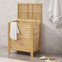 [en.casa] - Cesto de Ropa Sucia de Bambú Skövde máx 65 litros 50,5 x 35,5 x 60 cm