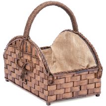 Orework - Cesto de leña redondo con asa - 53x35x30 cm