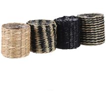 Cesto Mimbre Ø7x7cm Negro Beige – Diseño Bicolor – Acabado Manual – Ideal para Organización
