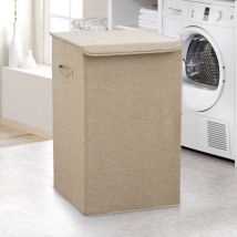 Ultrixe - Cesto para Ropa Cesto Ropa Sucia Plegable con Tapa y Asas, 67L, Para dormitorio, baño, habitación de los niños - Beige