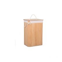 Cesto per il bucato in bambù da 72 l con coperchio in bambù naturale