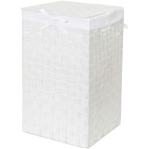 Tex Cesto Portabiancheria Quadrato Con Coperchio, Bianco, Tessuto Con Struttura In Metallo, Fodera In Lino Rimovibile, 30 X 30 X 50 Cm, Ran6889 - 