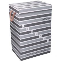 Cestone tessuto laundry grigio con coperchio cm40x30h60