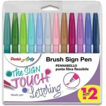 Cf. 12 Brush Sign Pen - Pennarello Punta Flessibile - Assortimento 0022257 X1