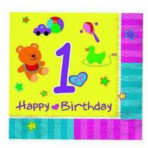 Cf.20 Tovaglioli 25X25 1 Compleanno Rosa 23624/T20 X1