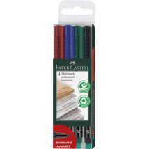 Faber-castell 152304 Marcatore Permanente Nero, Blu, Verde, Rosso 4 Pz