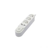Chacon - bloc multiprise avec interrupteur 3 prises 16 a et 2 sorties usb 2 a, câble 1,5 m blanc 47312