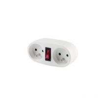 Chacon - Prise biplite 2x16A avec interrupteur blanc