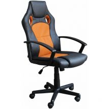 No Brand - Chadin de bureau et jeux ergonomiques en cuir noir et tissu orange étoile