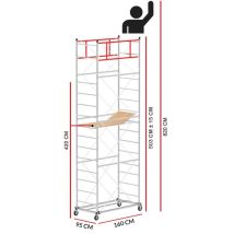 Scedil - chafaudage M4 lux avec une base extractible (Hauteur de travail 6,2 m)