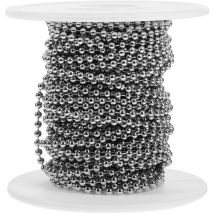 Chaîne à billes en métal 1 rouleau de 10 mètres de longueur chaîne à billes en acier inoxydable 2,4 mm de diamètre chaîne à billes en métal pour