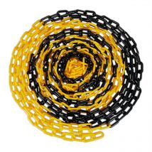 Relaxdays - Chaîne de signalisation en plastique, pour délimiter parkings, chantiers, etc, diff. longueurs, jaune/noire
