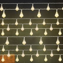 Chaîne lumineuse décoration de Noël diamants design chaîne lumineuse lumière décorative, plastique argenté, batterie 9x 10 LED 3000K blanc chaud, 9x