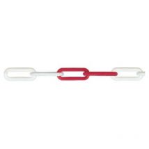 Chaine plastique 8mm x 25m rouge/blanc